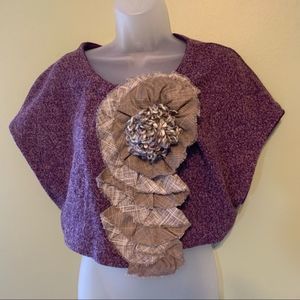 Anthropologie Moth Embellished Cropped Sweater, Size Small/Medium